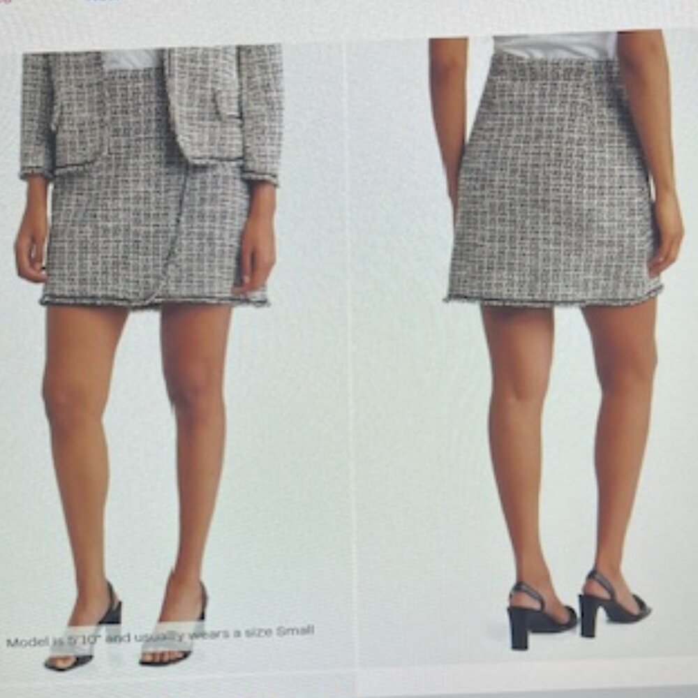 Max Studio Tweed Faux Wrap Mini Skirt